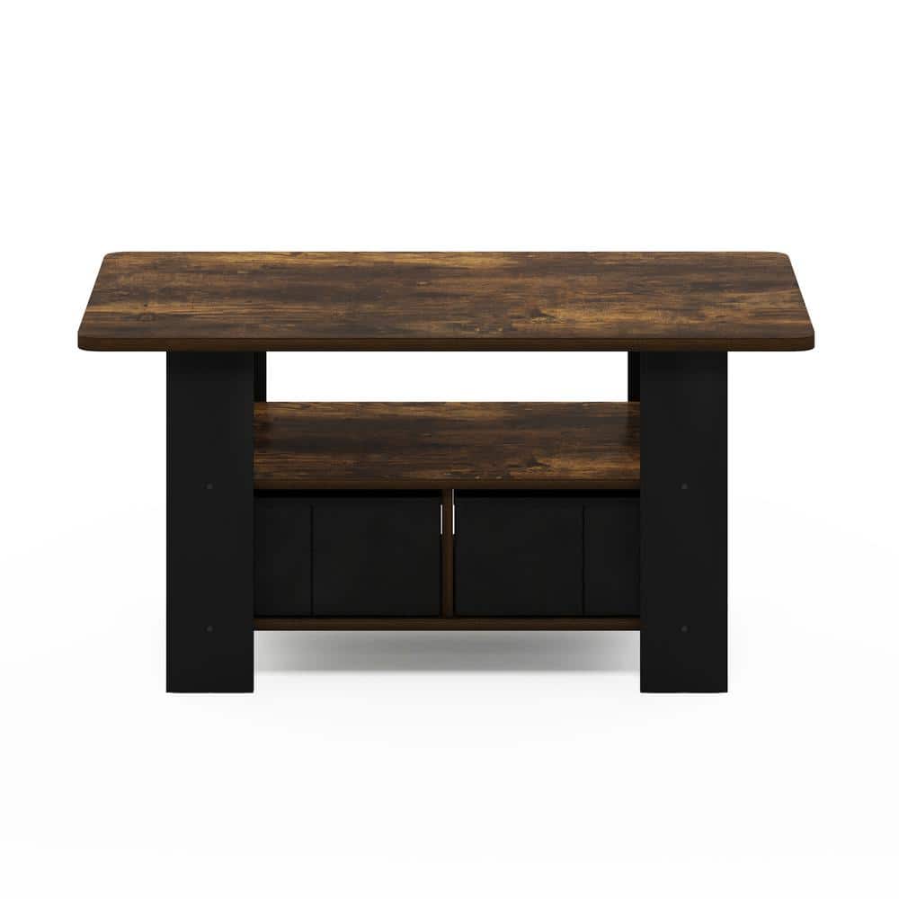 Amber Pine Rectangular Coffee Table with Storage Bin