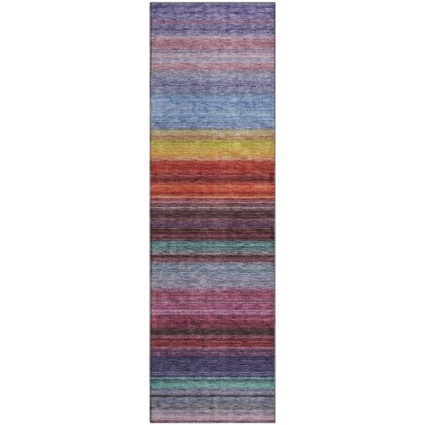 Mayfield Premium Machine Washable Abstract AMF979 Lavender 2 ft. 3 in. x 7 ft. 6 in. Runner Rug