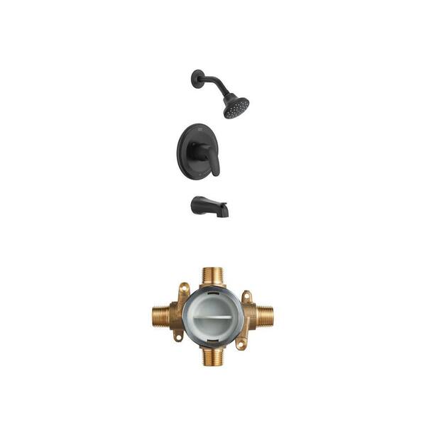 Colony PRO Matte Black Tub/Shower Trim Kit for Flash Valves and Shower Rough-In Valve Combo
