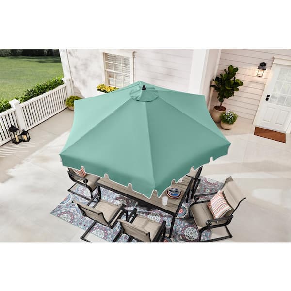 9 ft. Aluminum Market Push Button Tilt Patio Umbrella in Aloe Green