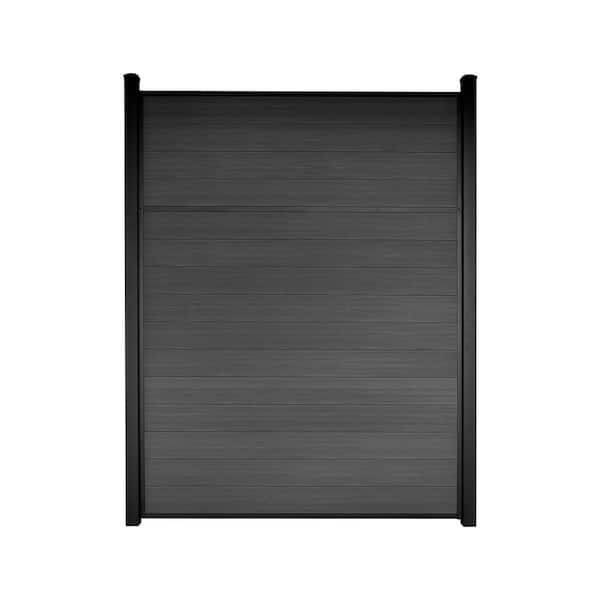8 ft. H x 6 ft. W x 1 in. Thick Charcoal - Dark Grey - Composite Tongue and Groove Horizontal Fence Panel