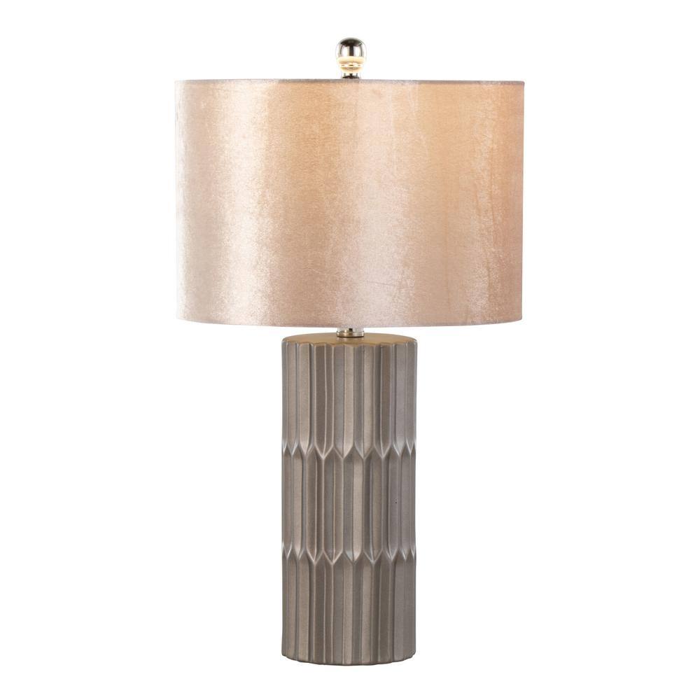 Tania 23" Gray Ceramic Table Lamp with Champagne Shade