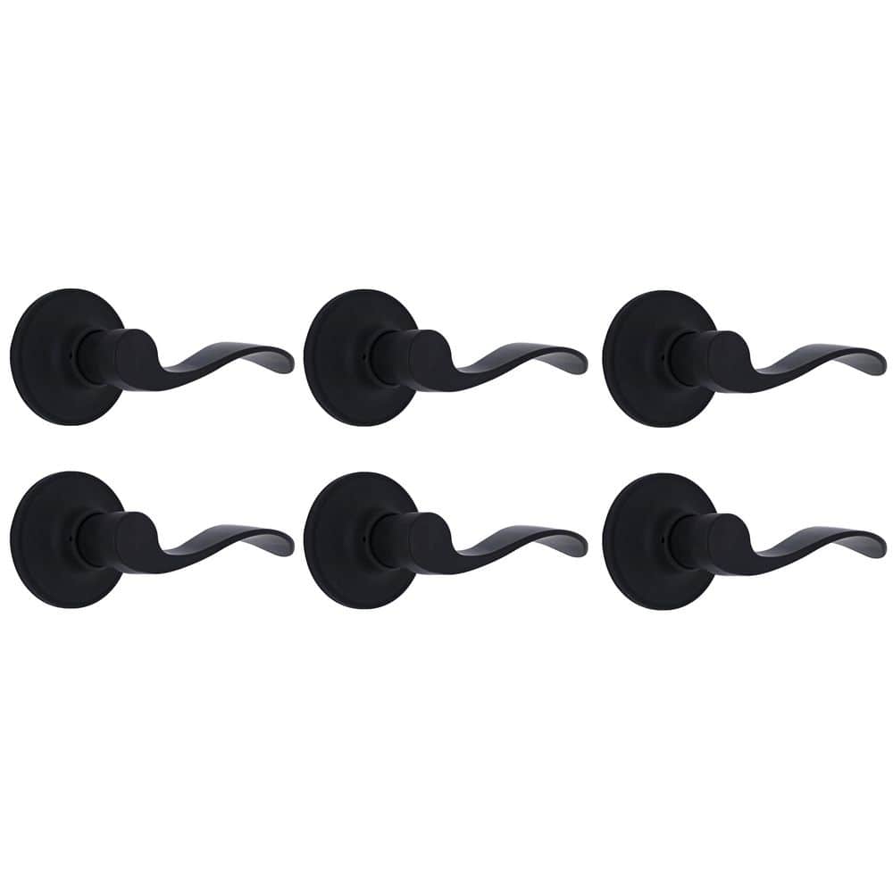 Defiant Wave Matte Black Hall/Closet Door Lever (6-Pack