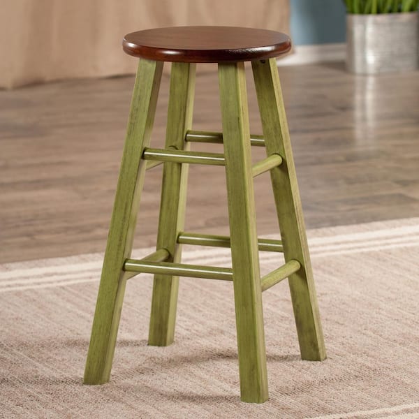 Ivy 24 in. Rustic Green and Walnut Counter Stool