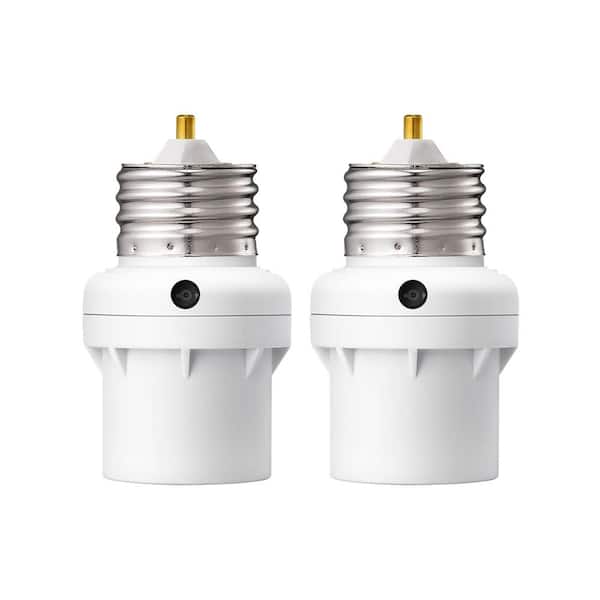 DEWENWILS 100-Watt E26/E27 LED/INC/CFL/Halogen Dusk to Dawn Light Control Sensor Socket 360-Degree Sensor Rotation, White (2-Pack)