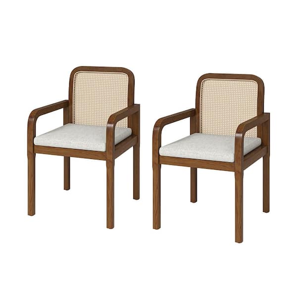 JAYDEN CREATION Gilbert Acorn Modern Ratten Dining Chair with Removable Cushion (Set of 2)