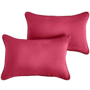 Sunbrella Hot Pink Rectangular Outdoor Corded Lumbar Pillows (2-Pack)