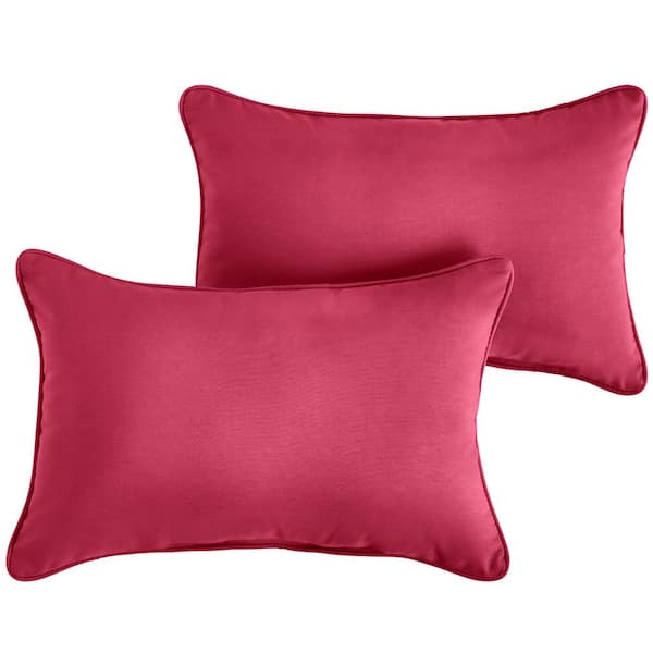 SORRA HOME Sunbrella Hot Pink Rectangular Outdoor Corded Lumbar Pillows (2-Pack)