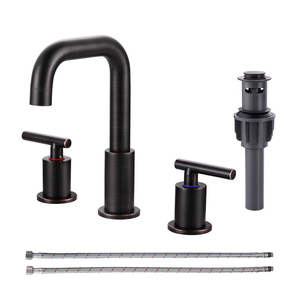 8 in. Widespread Double Handle Bathroom Faucet with Drain Kit and Supply Lines Included in Oil Rubbed Bronze price history on PriceWatchPro