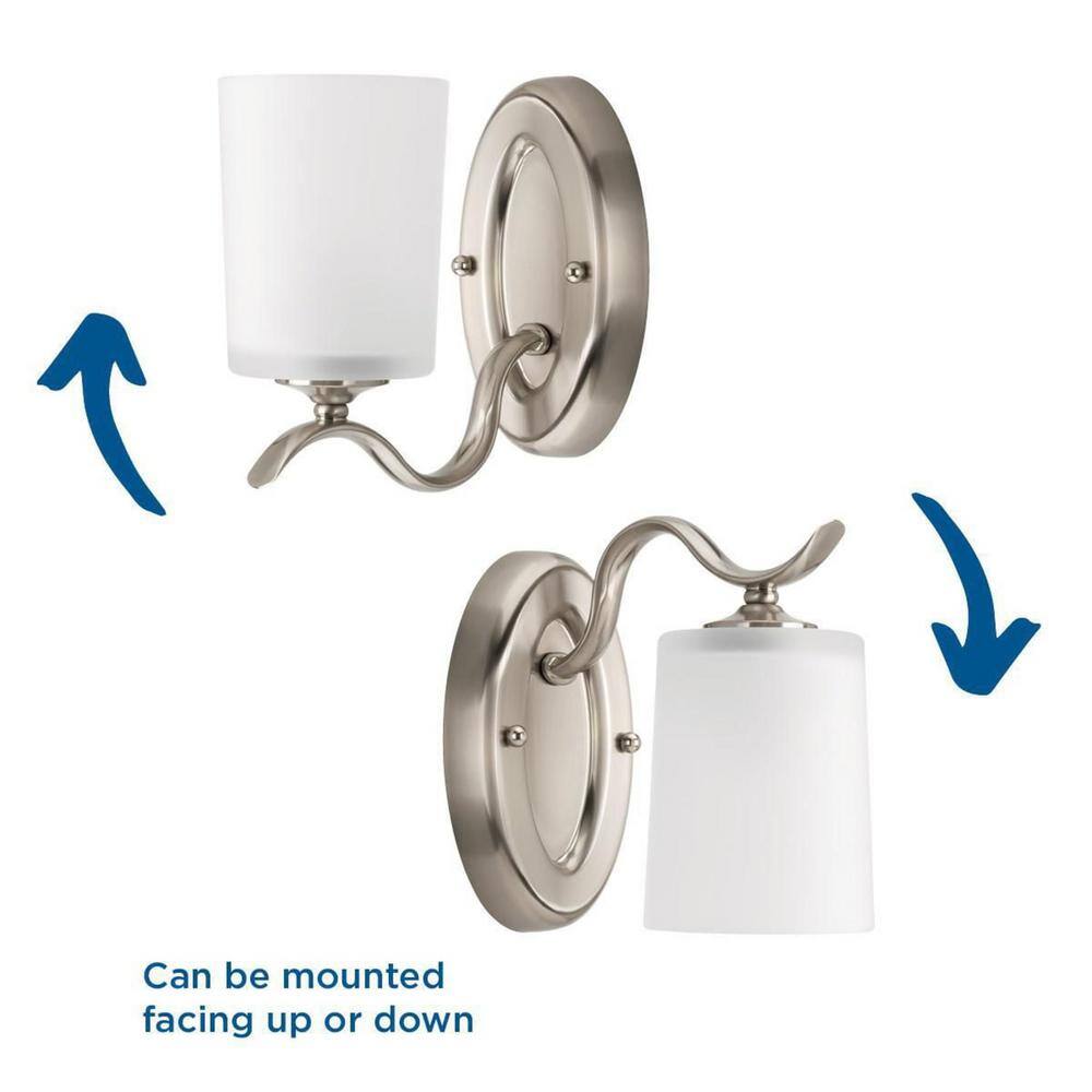 Brushed Nickel 9" Wall Sconce with Etched Glass Shade