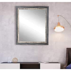 Medium Rectangle Weathered Gray/Blue Contemporary Mirror (32 in. H x 27 in. W)