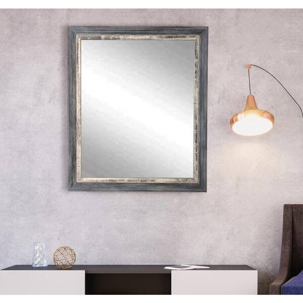 BrandtWorks Large Rectangle Weathered Gray/Blue Contemporary Mirror (41 in. H x 32 in. W)