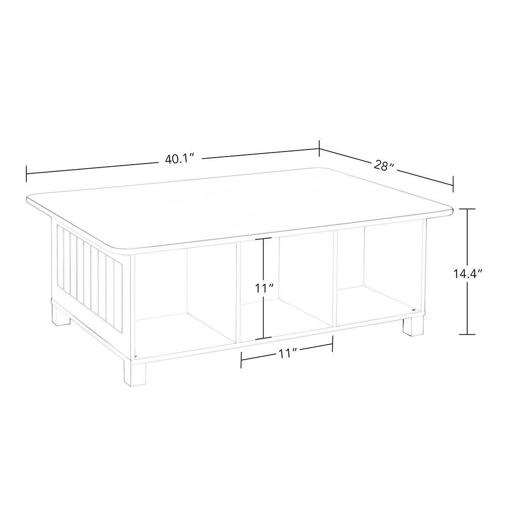 White Wooden Kids Activity Table with 6 Storage Cubbies