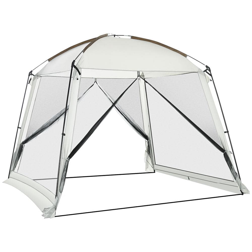 White 8-Person Summer Camping Screen House with Carry Bag