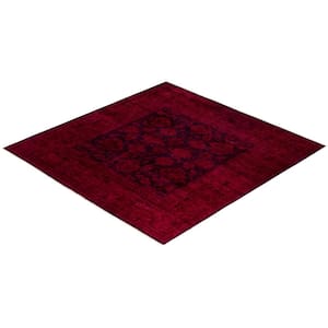 One-of-a-Kind Contemporary Purple 9 ft. x 12 ft. Hand Knotted Overdyed Area Rug