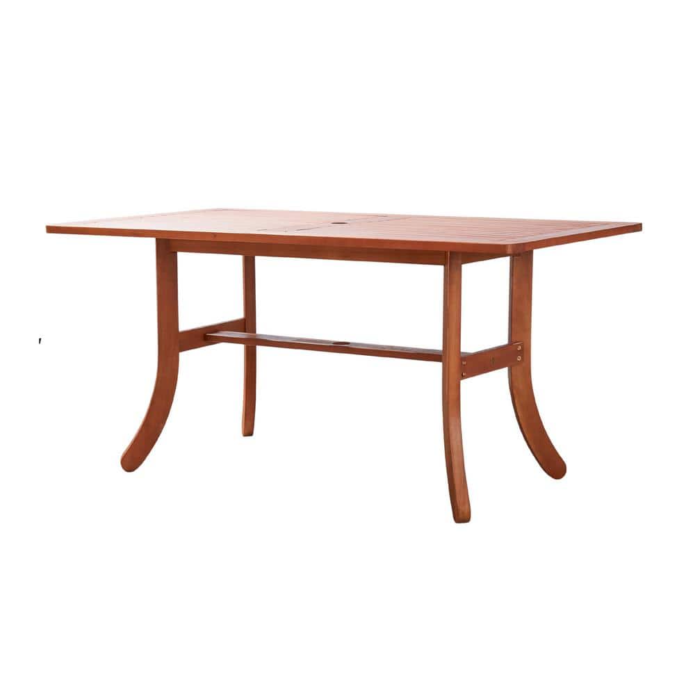 Reddish Brown Tropical Eucalyptus Wood Patio Outdoor Dining Table for 6 Sea