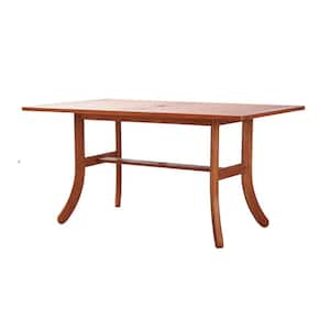 Reddish Brown Tropical Eucalyptus Wood Patio Outdoor Dining Table for 6 Seaters