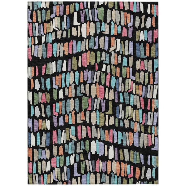Chantille Machine Washable Indoor/Outdoor Abstract ACN2377 Black 5 ft. x 7 ft. 6 in. Area Rug