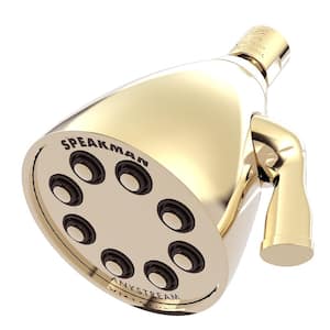 Icon 3-Spray Patterns with 1.75 GPM 3.63 in. Wall Mount Fixed Shower Head with Anystream Technology in Polished Brass