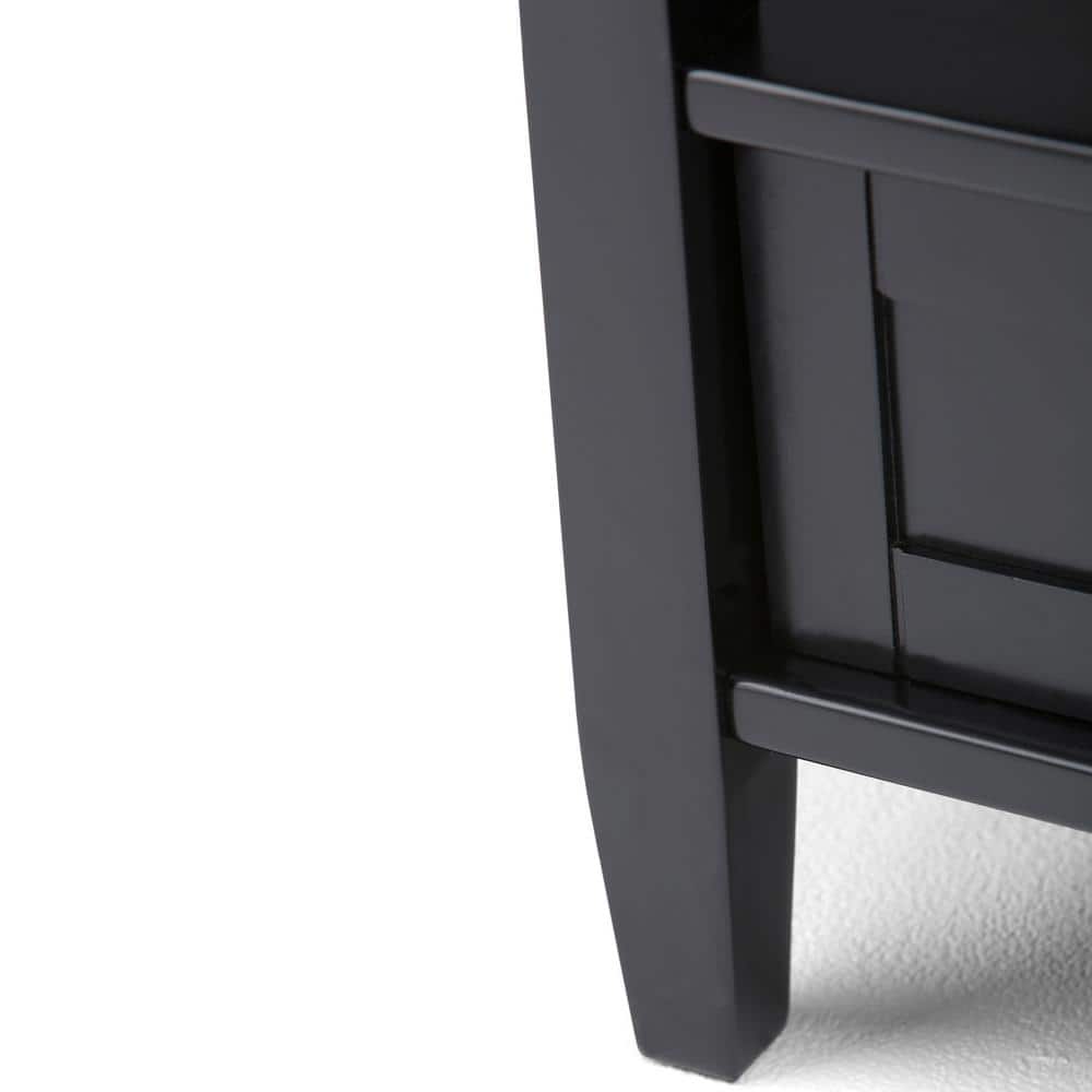Warm Shaker 20" Black Solid Wood End Table with Storage