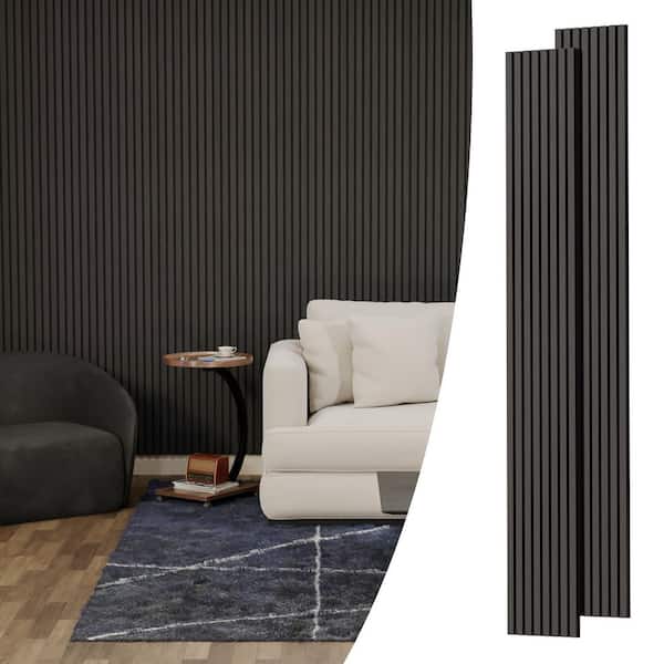 Dovelina 94.5 in. x 11.8 in. Black Color Rectangle Wood Wall