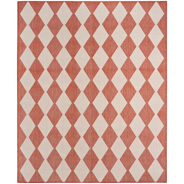 Nourison Positano Terracotta 5 ft. x 7 ft. Diamond Contemporary Area Rug
