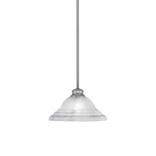 Unbranded Peabody 60-Watt 1-Light Brushed Nickel Shaded Mini Pendant Light with Glass Shade