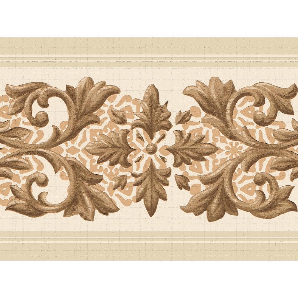 Falkirk Dandy II Beige Brown Vines Scrolls Damask Peel and Stick Wallpaper Border price history on PriceWatchPro