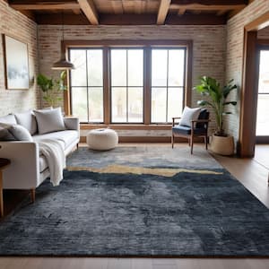 Mayfield Premium Machine Washable Abstract AMF1069 Blue 8 ft. x 10 ft. Area Rug