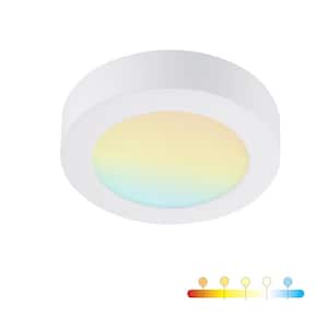 7 in. Round Color Selectable Integrated LED Flush Mount Downlight in White