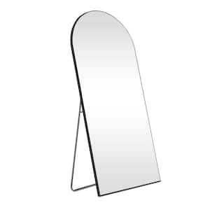 21.26 in. W x 64.17 in. H Large Metal Black Standing Mirror Arched Full Length Mirror Aluminum FramedWall Mounted Mirror