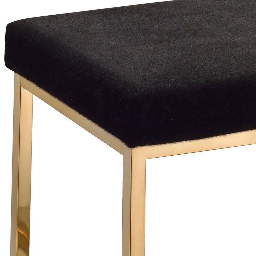 Black Polyester Bench with Champagne Gold Metal Base