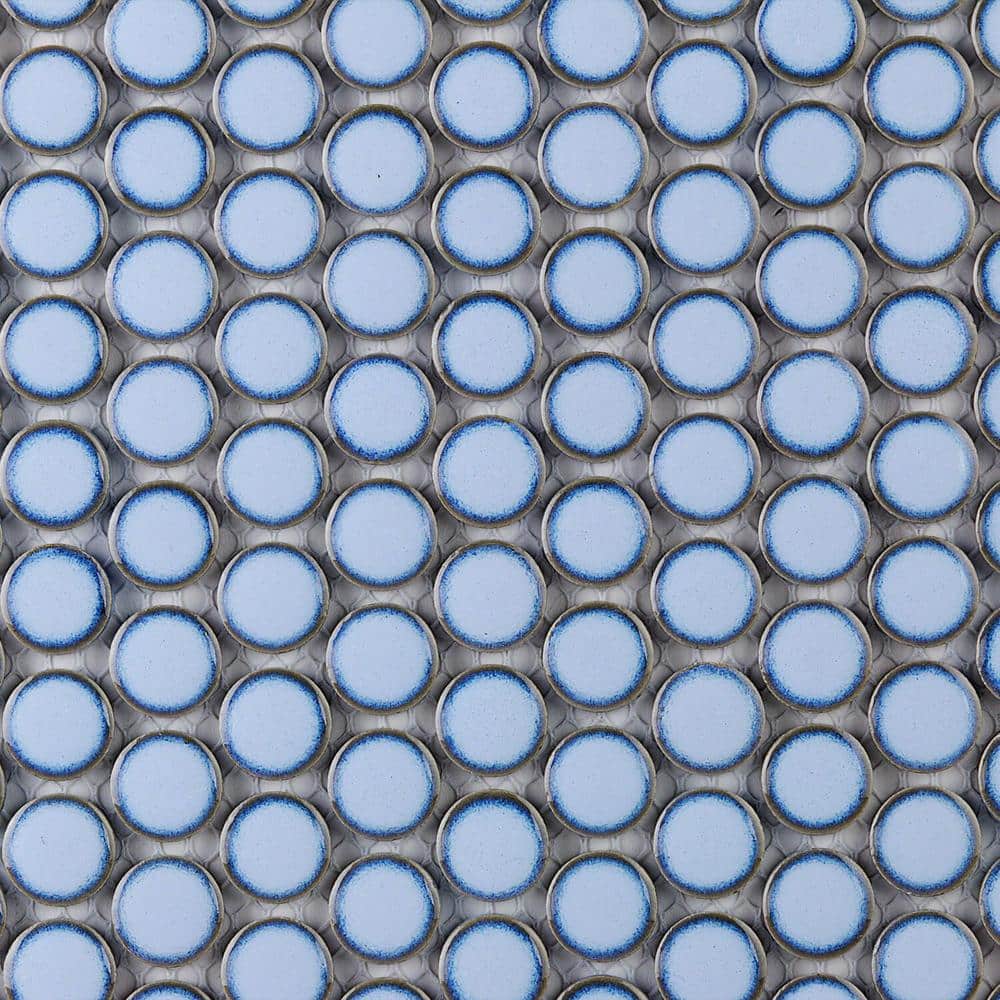 Bliss Edged Penny Azure 3 in. x 0.24 in. Polished Porcelain Floor and Wall Mosaic Tile Sample price history on PriceWatchPro