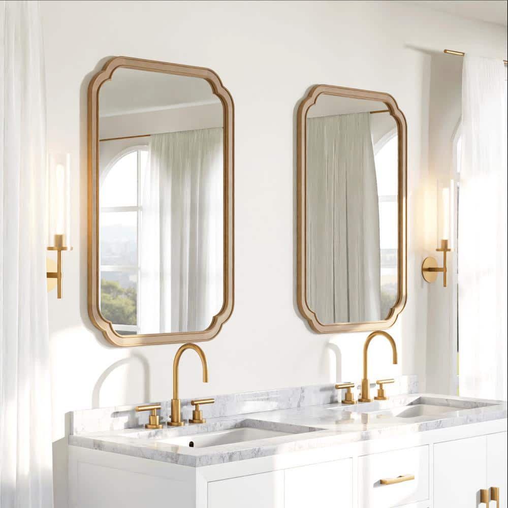 Natural Wood Rectangular Arch Wall Mirror 24" x 36"