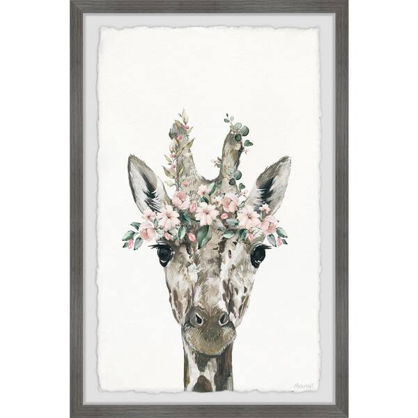 "Floral Crowned Giraffe" by Marmont Hill Framed Animal Art Print 30 in