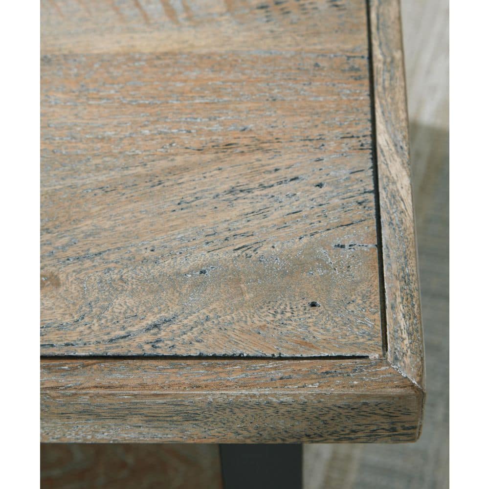 Transitional Rectangular Wood and Metal Coffee Table, Black/Brown