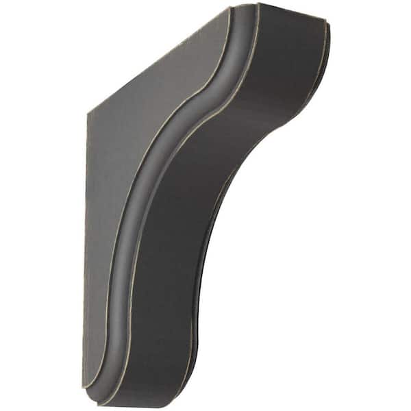 Ekena Millwork 1-3/4 in. x 5-1/2 in. x 5-1/2 in. Black Eaton Wood Vintage Decor Bracket