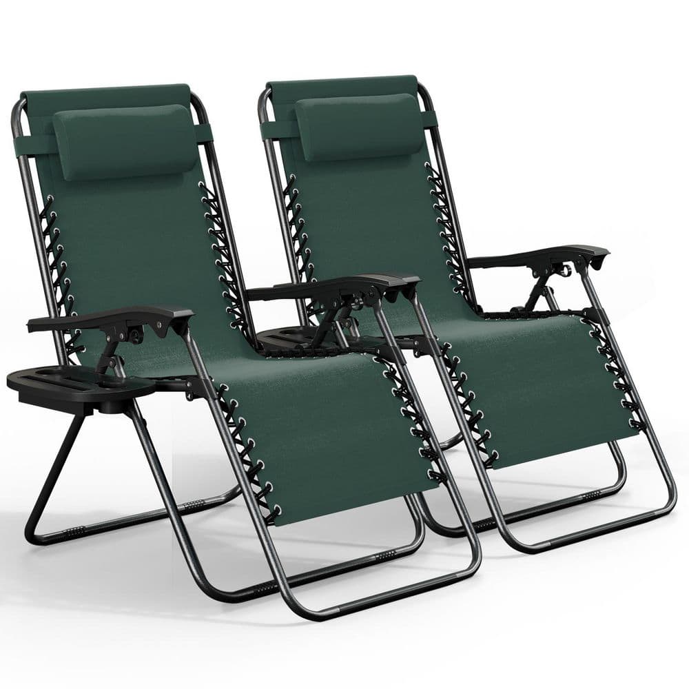 HEARTH & HARBOR 2-Piece Forest Green Zero Gravity Chairs
