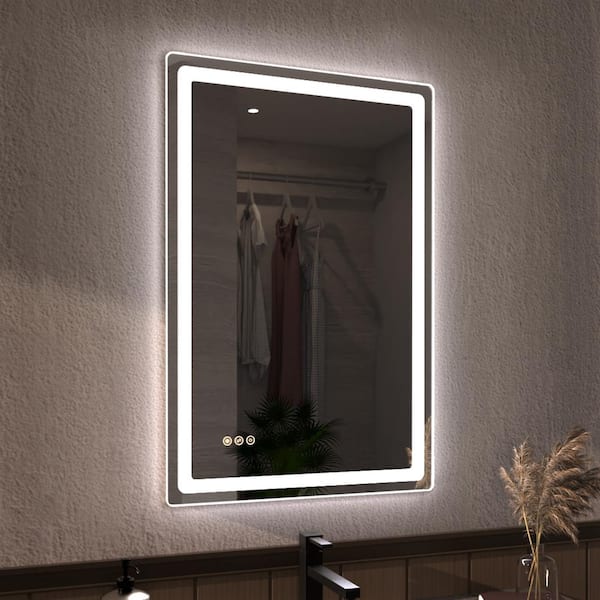 Niveous 24 in. W x 36 in. H Rectangular with Rounded Corners Frameless LED Wall Bathroom Vanity Mirror