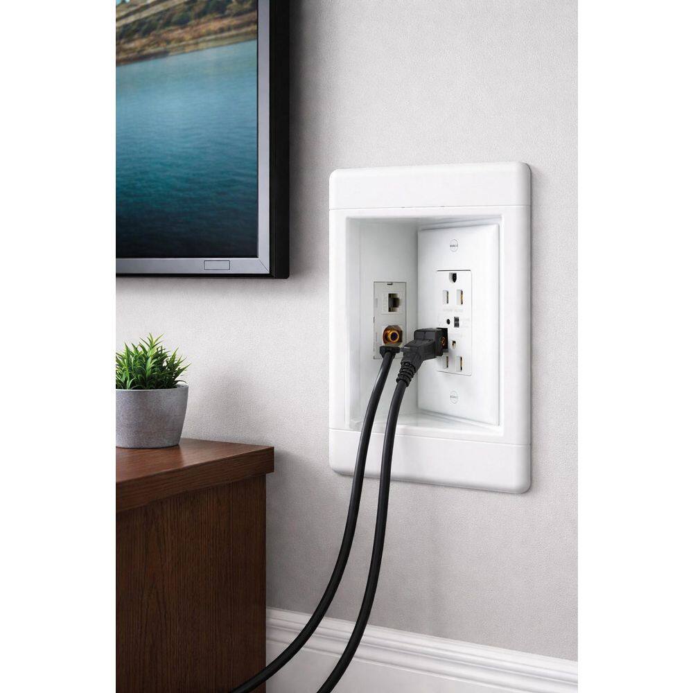 1-Gang Recessed In-Wall TV Box with Surge Protection and Low Voltage Kit, White price history on PriceWatchPro