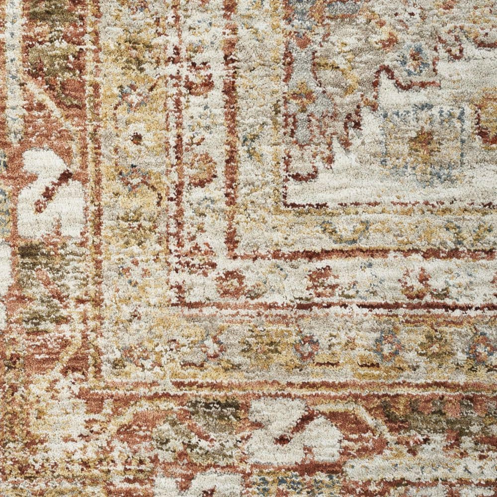 Ivory Multi Synthetic Rectangular Aztec Area Rug
