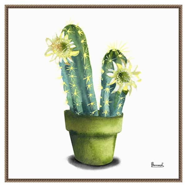 Amanti Art Cactus Flowers II by Bannarot 30-in. W x 30-in. H. Canvas Wall Art Print Framed in Bronze