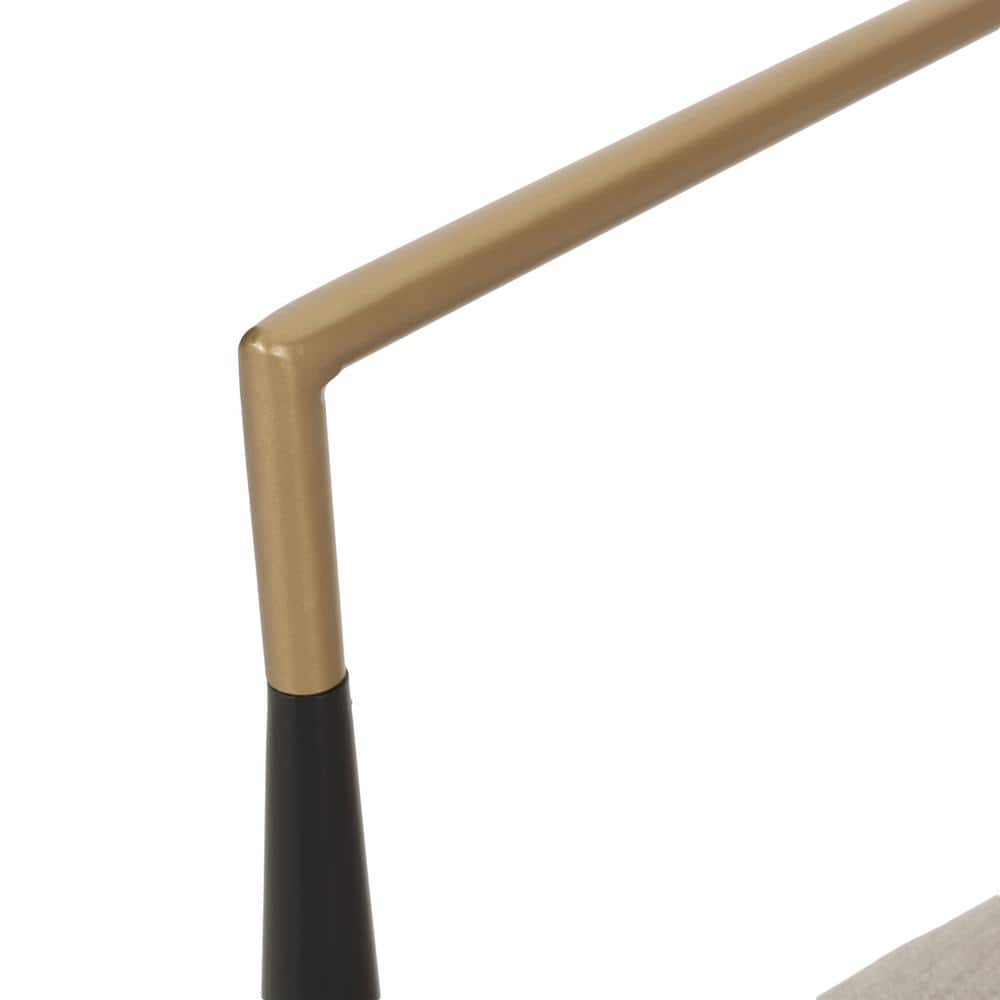 Beige and Black Upholstered Metal Dining Side Chairs, Set of 2