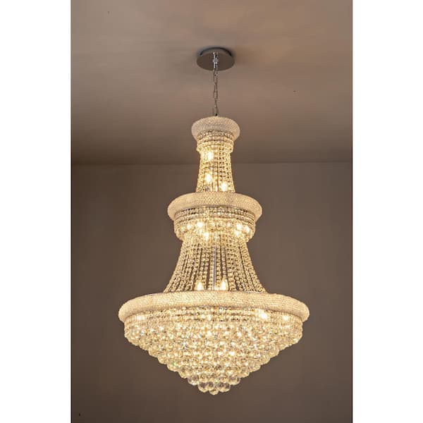 Modern Chandelier 31 in.18-Lights Silver Chandelier for Dining Room, Living Room, Foyer, Bedroom