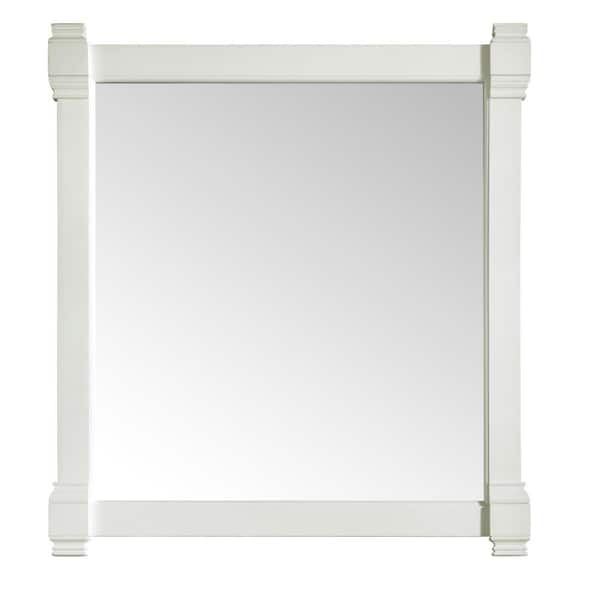 James Martin Vanities Brittany 35.1 in. W x 39.2 in. H Wall Framed Square Bathroom Vanity Mirror in Bright White