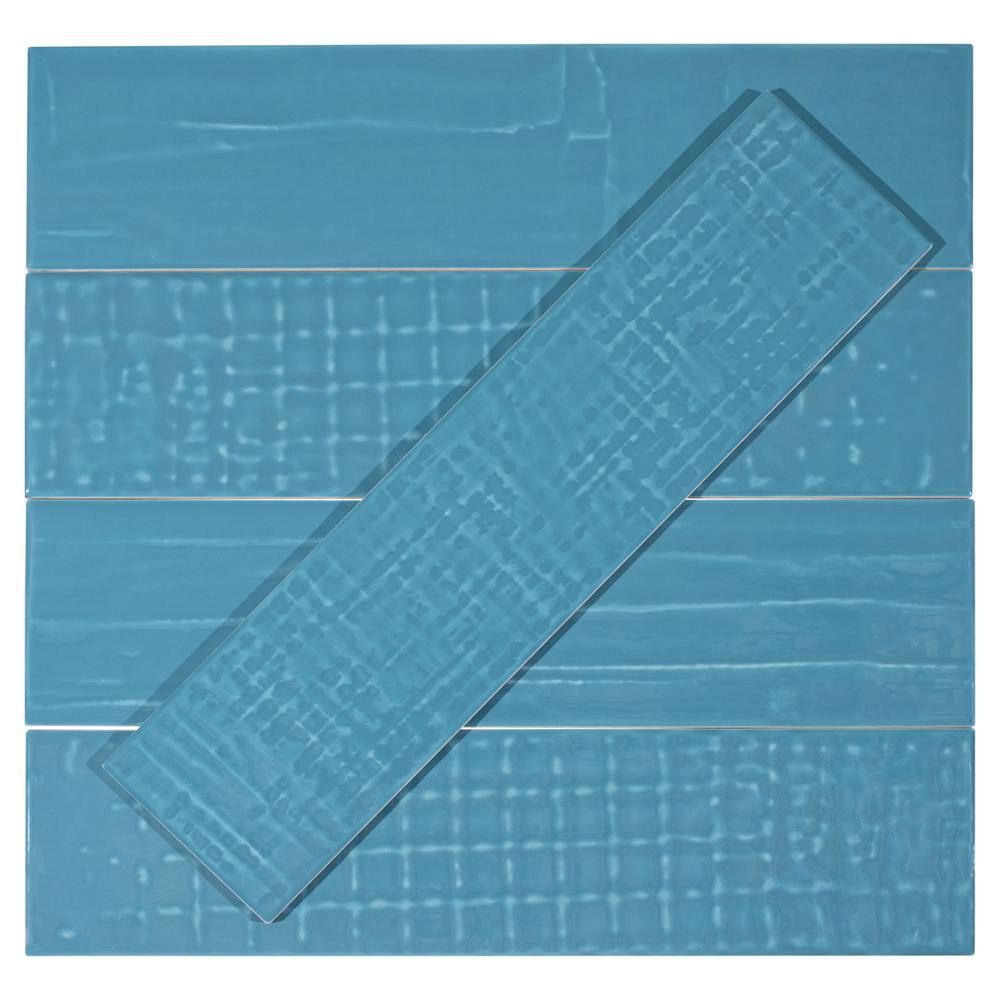 Perfecto Marvelli 4'' x 16'' Blue Glazed Ceramic Subway Tile