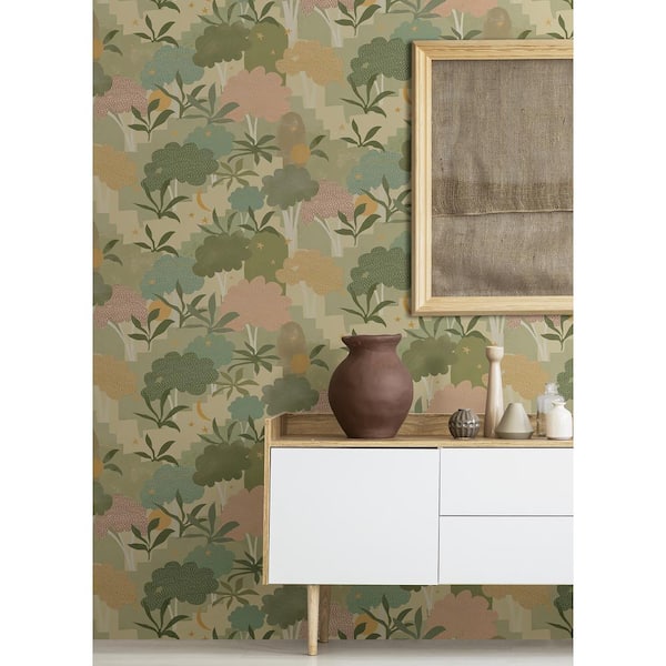 Green Sage Bohemian Walk Peel and Stick Wallpaper Sample