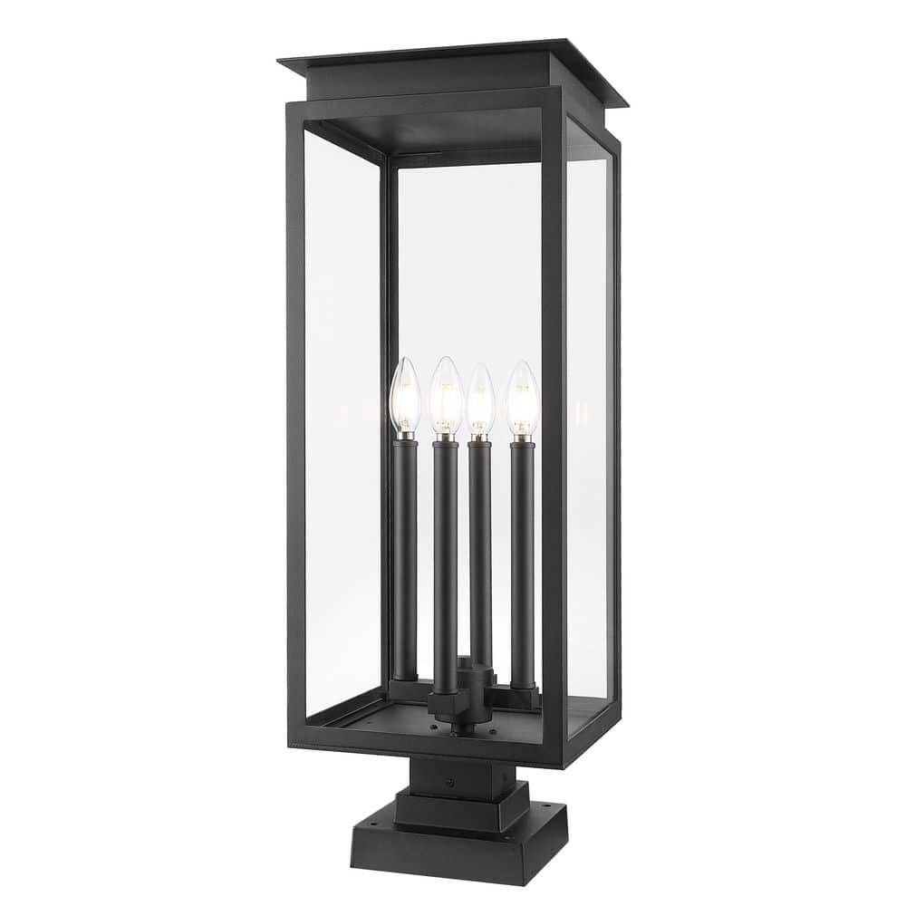 Nova 29.25 in. 4 Light Black Aluminum Hardwired Outdoor Weather Resistant P