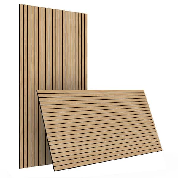 Natural Oak Wood Slat Wall Panel 4-Piece Set for Noise Reduction and Interior Decor 47. 2 x 23. 6 in. Peel and Stick