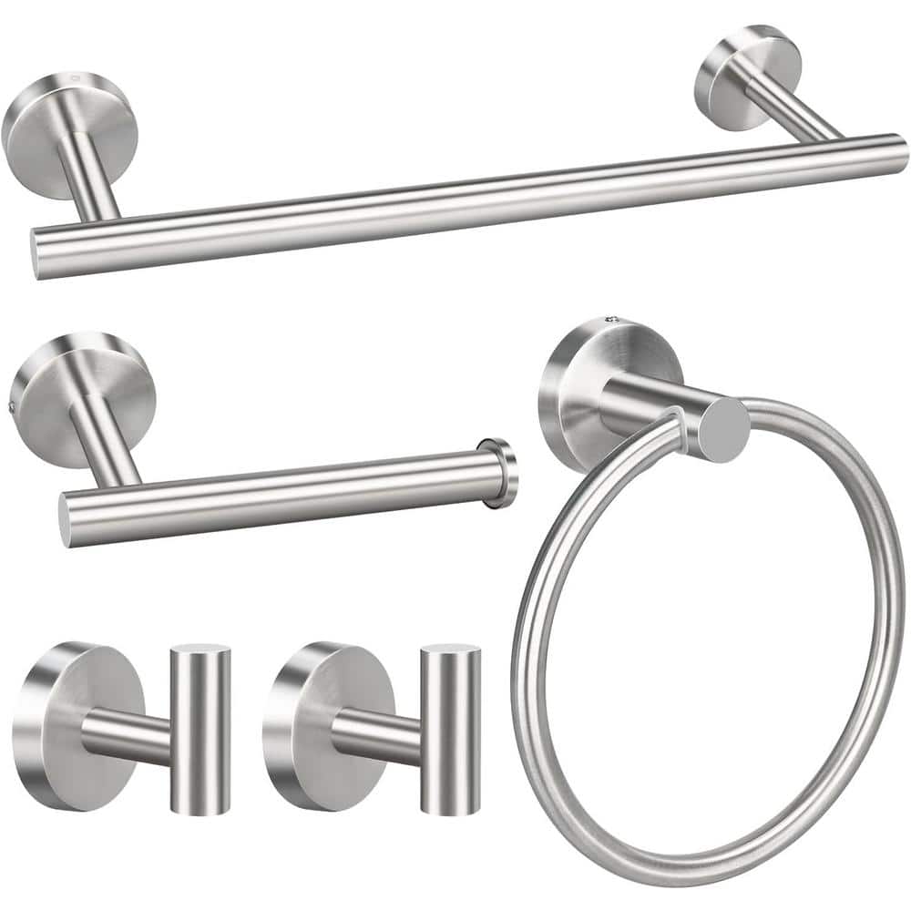 5-Pieces Bath Hardware Set-16 in. Hand Towel Bars, Toilet Paper Holders, To